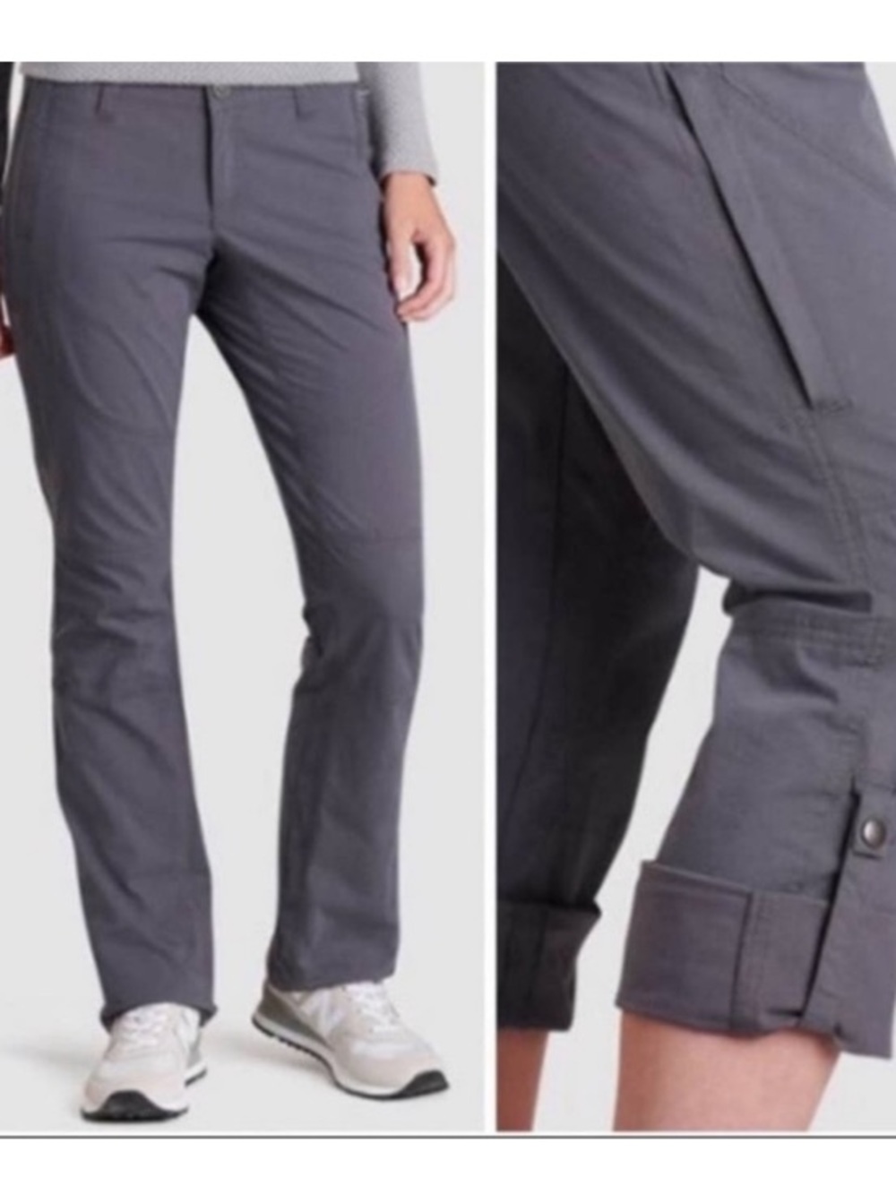 Women's KUHL Spire Mid-Rise Bootcut Roll-Up Hiking Pants Outdoor Grey 6